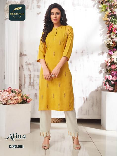 Heritage Alina Rayon Kurti With Bottom Collection 